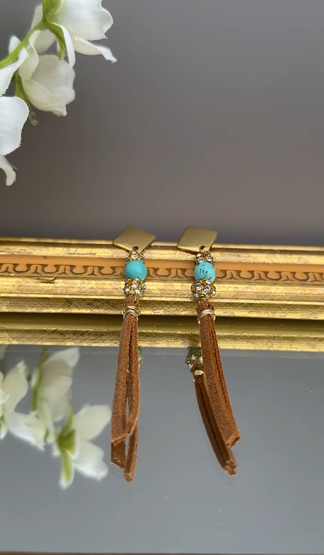 Turquoise and Suede Earring Dangles