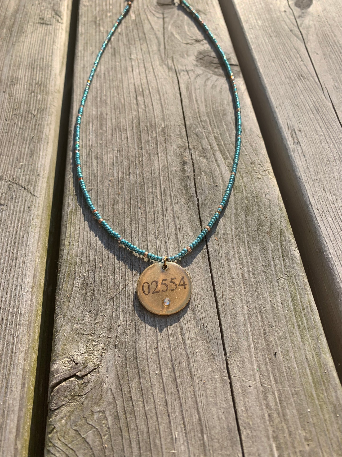 Nantucket 02554 Zip Code Bead Necklace