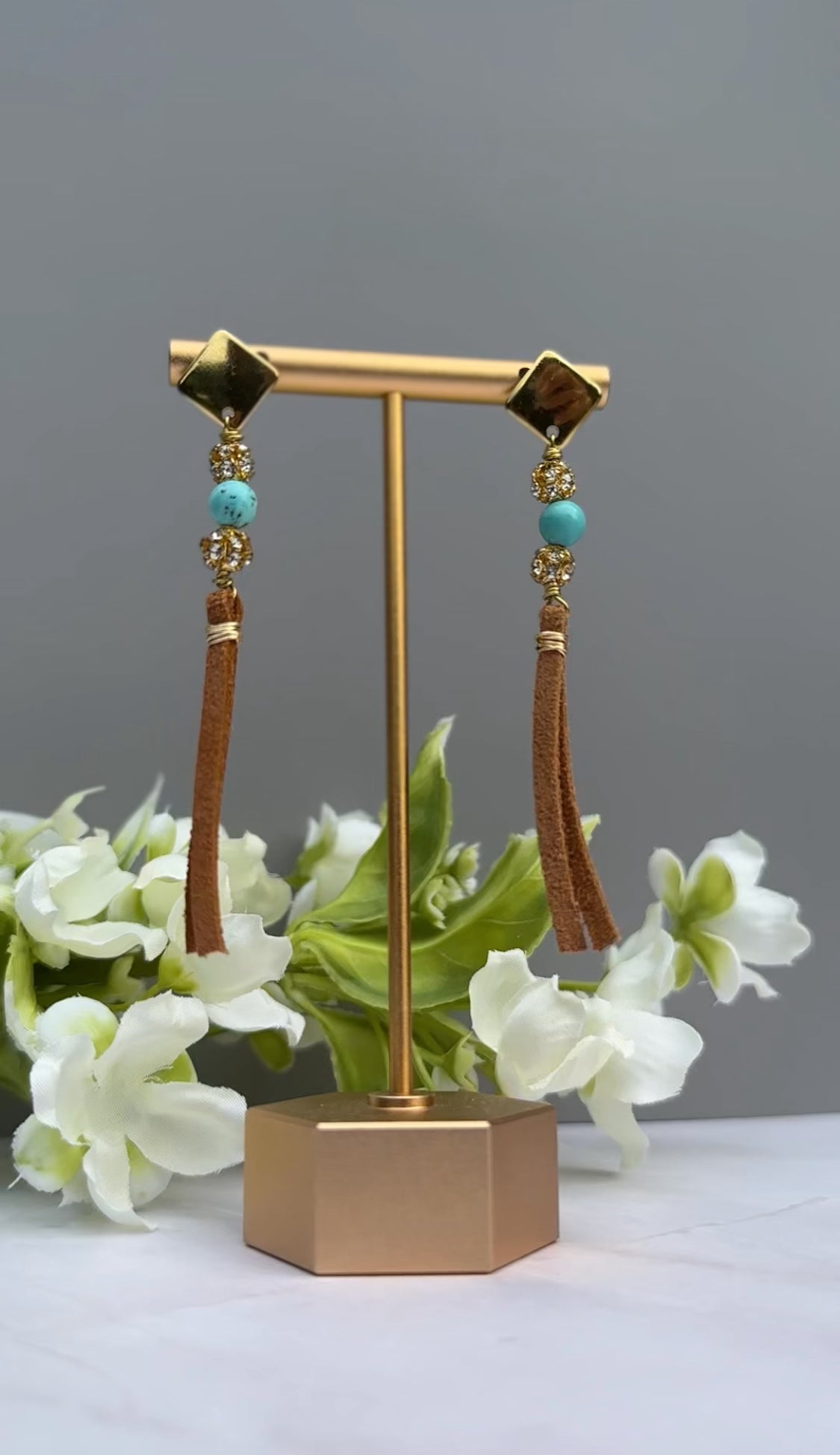 Turquoise and Suede Earring Dangles