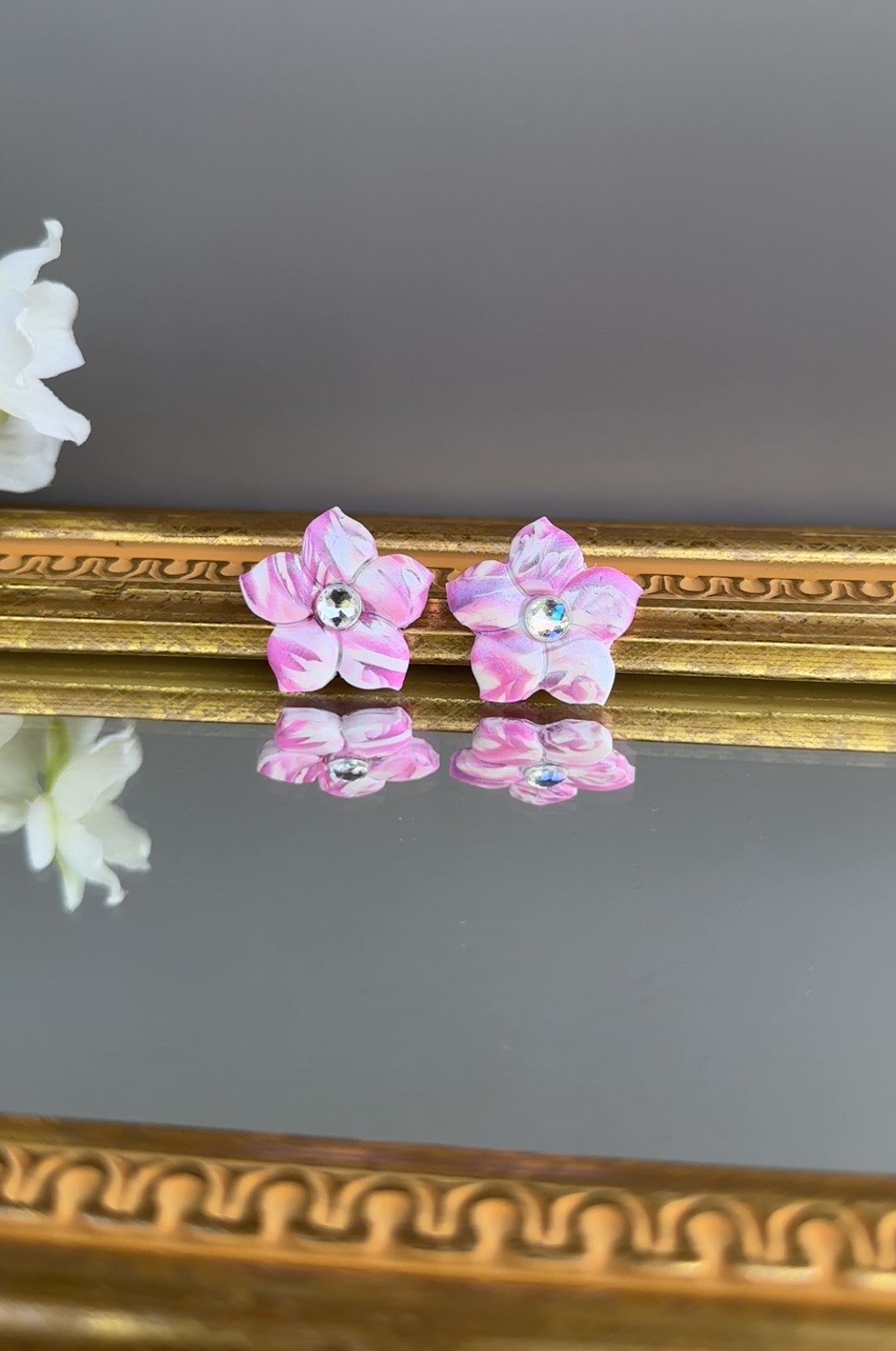 Whimsical Flower Polymer Clay Earring Studs