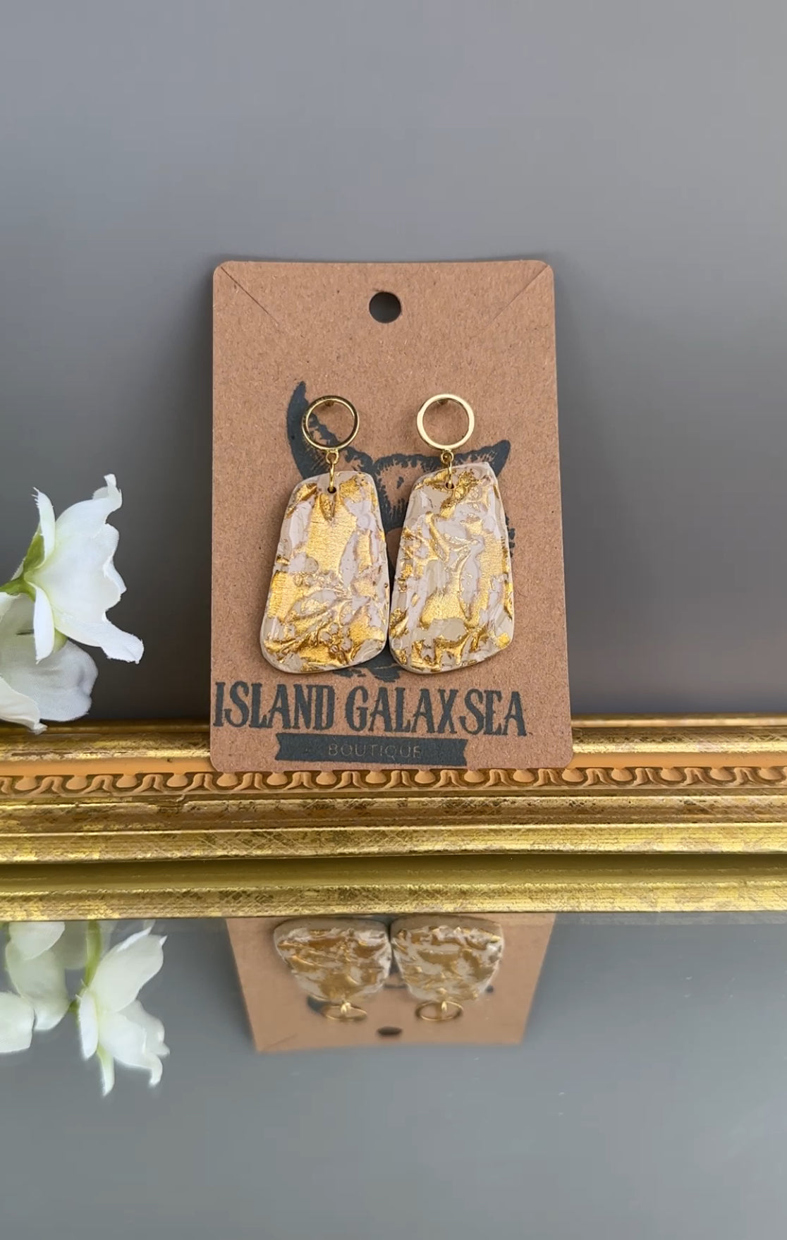 Golden Marble Polymer Clay Earrings