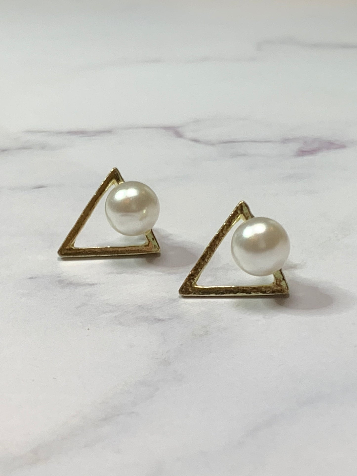 Triangle Faux Pearl Stud Earrings